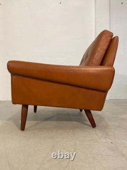 Vintage Retro Danish Mid-century Svend Skipper Cognac Leather Club Chair