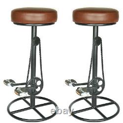 Vintage Retro Designer Kitchen Simulation Bicycle Pedal Leather Bar Stools