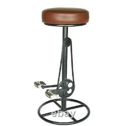 Vintage Retro Designer Kitchen Simulation Bicycle Pedal Leather Bar Stools