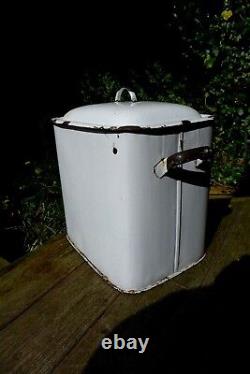 Vintage Retro Enamel Bread Bin White with Black Letters Kitchen Display