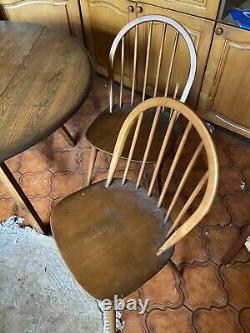 Vintage Retro Ercol Light Table and 4 Windsor Chairs Antique Furniture Kitchen