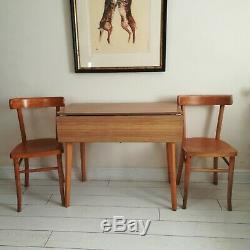 Vintage Retro Formica Drop Leaf Kitchen Dining Table 2 Bentwood Chairs original