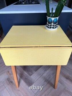 Vintage Retro Formica Kitchen Table 1960s Mid Century Drop Leaf Yellow