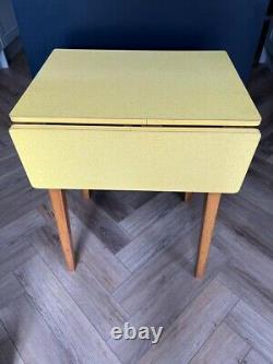Vintage Retro Formica Kitchen Table 1960s Mid Century Drop Leaf Yellow