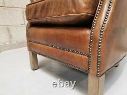 Vintage Retro Genuine Brazilian Cognac Leather Gentleman's Club Armchair