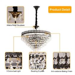 Vintage Retro Hanging Chandelier Ceiling Light Elegant Crystal Droplets Pendant