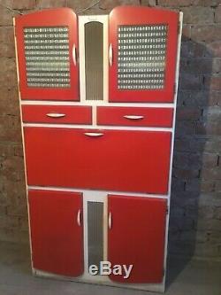 Vintage Retro Hollins of London 1950s red freestanding kitchen cupboard