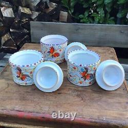 Vintage Retro Italian Pottery Circus Tent Kitchen Storage Jars Tea Sugar & Salt