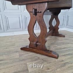 Vintage Retro Jaycee Solid Oak Refectory Trestle Dining Table Large Wooden