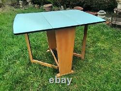 Vintage Retro Kitchen Table 1960s / 1970s Blue Formica Leaf Top Table