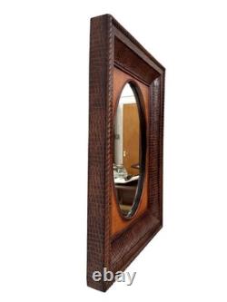 Vintage Retro Large Faux Alligator Crocodile Framed Wall Mirror