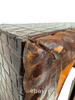 Vintage Retro Large Faux Alligator Crocodile Framed Wall Mirror