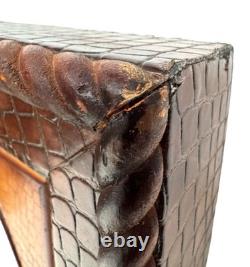 Vintage Retro Large Faux Alligator Crocodile Framed Wall Mirror