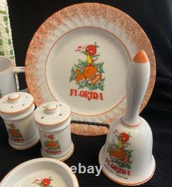 Vintage/Retro Little Orange Bird Florida Souvenir Kitchen Items Lot Of 10