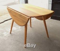 Vintage Retro MID Century Blonde Elm Ercol Kitchen Dining Table Drop Leaf Oval
