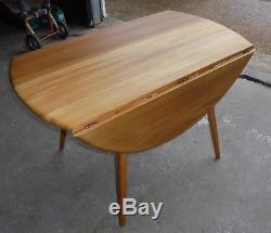 Vintage Retro MID Century Blonde Elm Ercol Kitchen Dining Table Drop Leaf Oval