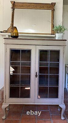 Vintage Retro Mid Century Glazed Grey Painted Display Drinks China Cabinet