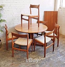 Vintage Retro Mid Century Modern Danish Teak Extending Dining Table and 6 Chairs