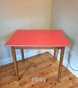 Vintage Retro Mid Century Red Formica Topped Kitchen Table