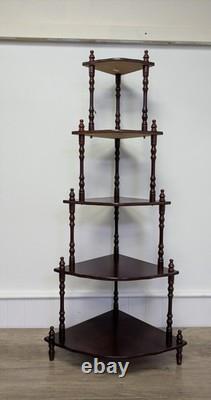 Vintage Retro Mid Century Wooden Whatnot 5 Tier Corner Plant / Shelf Stand Decor
