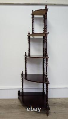 Vintage Retro Mid Century Wooden Whatnot 5 Tier Corner Plant / Shelf Stand Decor