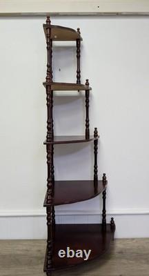 Vintage Retro Mid Century Wooden Whatnot 5 Tier Corner Plant / Shelf Stand Decor