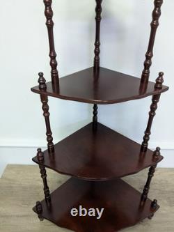 Vintage Retro Mid Century Wooden Whatnot 5 Tier Corner Plant / Shelf Stand Decor