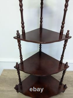 Vintage Retro Mid Century Wooden Whatnot 5 Tier Corner Plant / Shelf Stand Decor