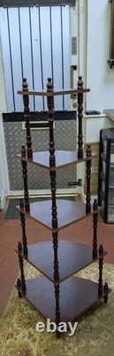 Vintage Retro Mid Century Wooden Whatnot 5 Tier Corner Plant / Shelf Stand Decor