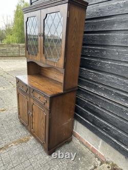 Vintage Retro Mid century Wooden Glass Display Cabinet Storage Kitchen Cupboard
