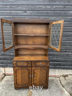 Vintage Retro Mid century Wooden Glass Display Cabinet Storage Kitchen Cupboard