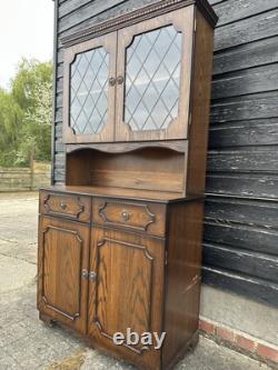 Vintage Retro Mid century Wooden Glass Display Cabinet Storage Kitchen Cupboard