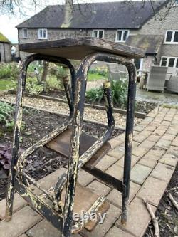 Vintage Retro Old School Stool Fold Up Kitchen Step Ladder Stand