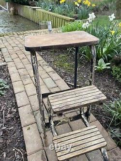 Vintage Retro Old School Stool Fold Up Kitchen Step Ladder Stand