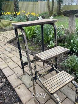 Vintage Retro Old School Stool Fold Up Kitchen Step Ladder Stand