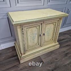 Vintage Retro Painted Floral Cupboard Sideboard Cabinet Wooden For Up-Cycle