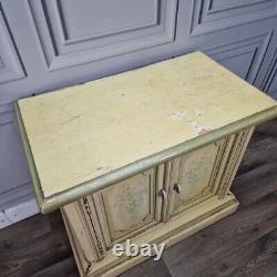 Vintage Retro Painted Floral Cupboard Sideboard Cabinet Wooden For Up-Cycle