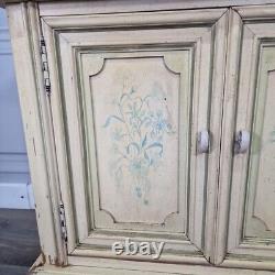 Vintage Retro Painted Floral Cupboard Sideboard Cabinet Wooden For Up-Cycle