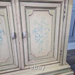 Vintage Retro Painted Floral Cupboard Sideboard Cabinet Wooden For Up-Cycle