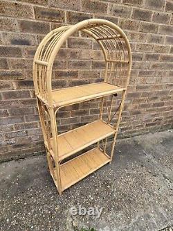 Vintage Retro Rattan Shelves Cane Wicker Bookcase Boho Tiki Shelf Bamboo