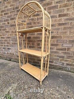 Vintage Retro Rattan Shelves Cane Wicker Bookcase Boho Tiki Shelf Bamboo