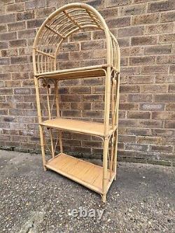 Vintage Retro Rattan Shelves Cane Wicker Bookcase Boho Tiki Shelf Bamboo