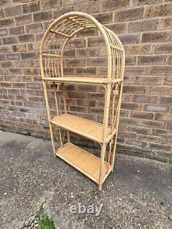 Vintage Retro Rattan Shelves Cane Wicker Bookcase Boho Tiki Shelf Bamboo