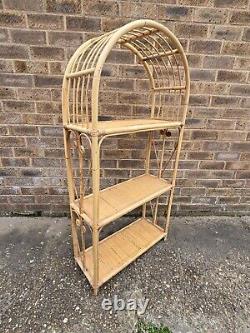 Vintage Retro Rattan Shelves Cane Wicker Bookcase Boho Tiki Shelf Bamboo