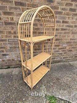 Vintage Retro Rattan Shelves Cane Wicker Bookcase Boho Tiki Shelf Bamboo