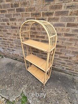 Vintage Retro Rattan Shelves Cane Wicker Bookcase Boho Tiki Shelf Bamboo