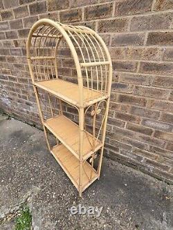 Vintage Retro Rattan Shelves Cane Wicker Bookcase Boho Tiki Shelf Bamboo