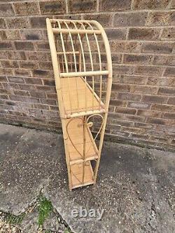 Vintage Retro Rattan Shelves Cane Wicker Bookcase Boho Tiki Shelf Bamboo