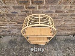 Vintage Retro Rattan Shelves Cane Wicker Bookcase Boho Tiki Shelf Bamboo