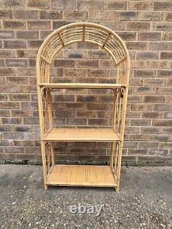 Vintage Retro Rattan Shelves Cane Wicker Bookcase Boho Tiki Shelf Bamboo